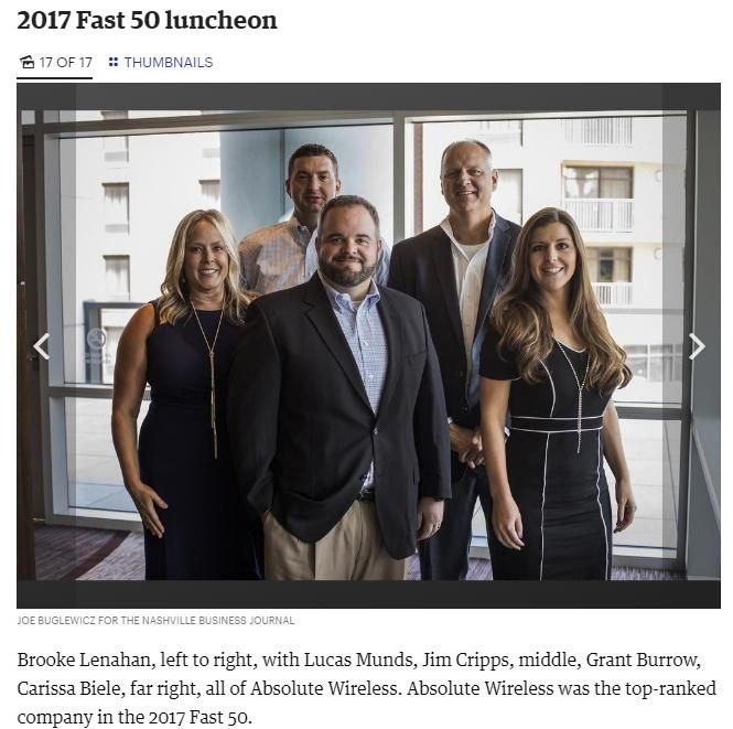 Jim Cripps and the Absolute Wireless team at the Fast 50 luncheon