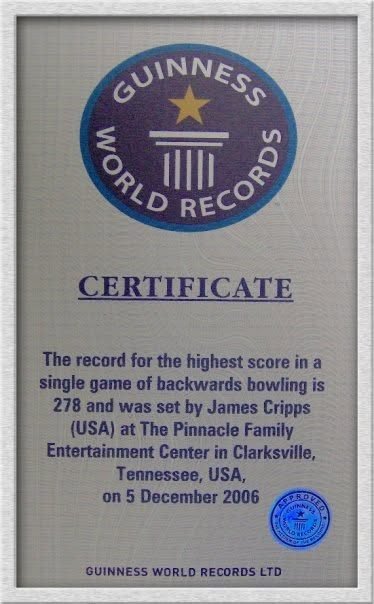 Guinness World Record certificate