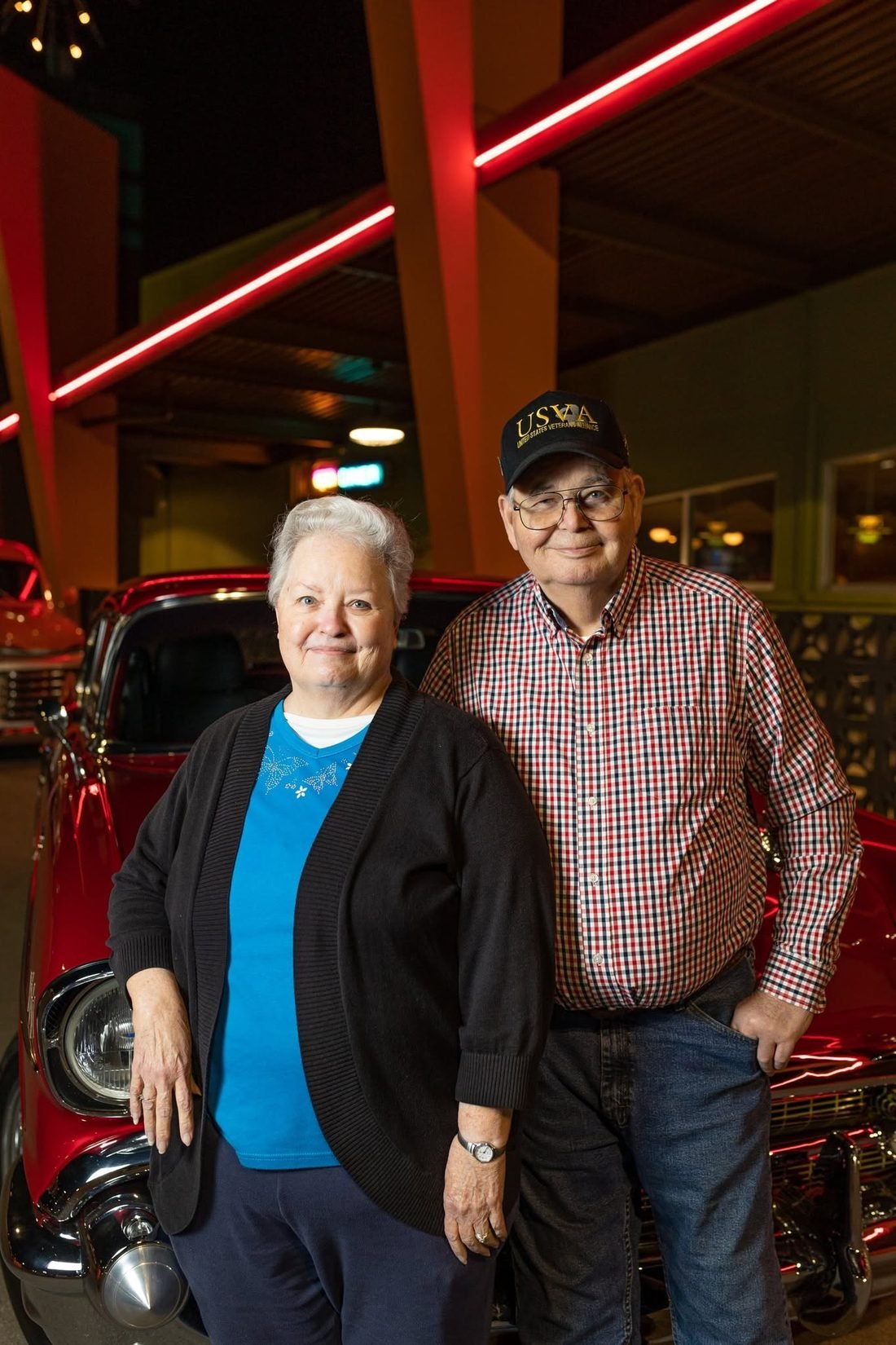 Jim Cripps's parents, his father wearing a United States veteran cap
